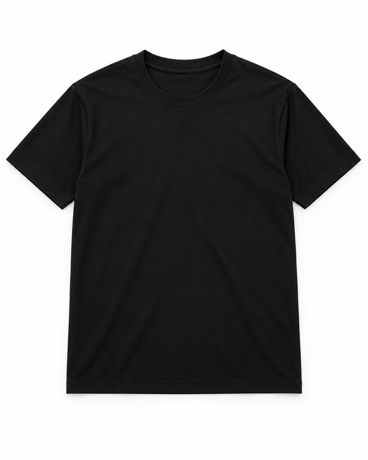 Premium Plain Black Interlock T-Shirt
