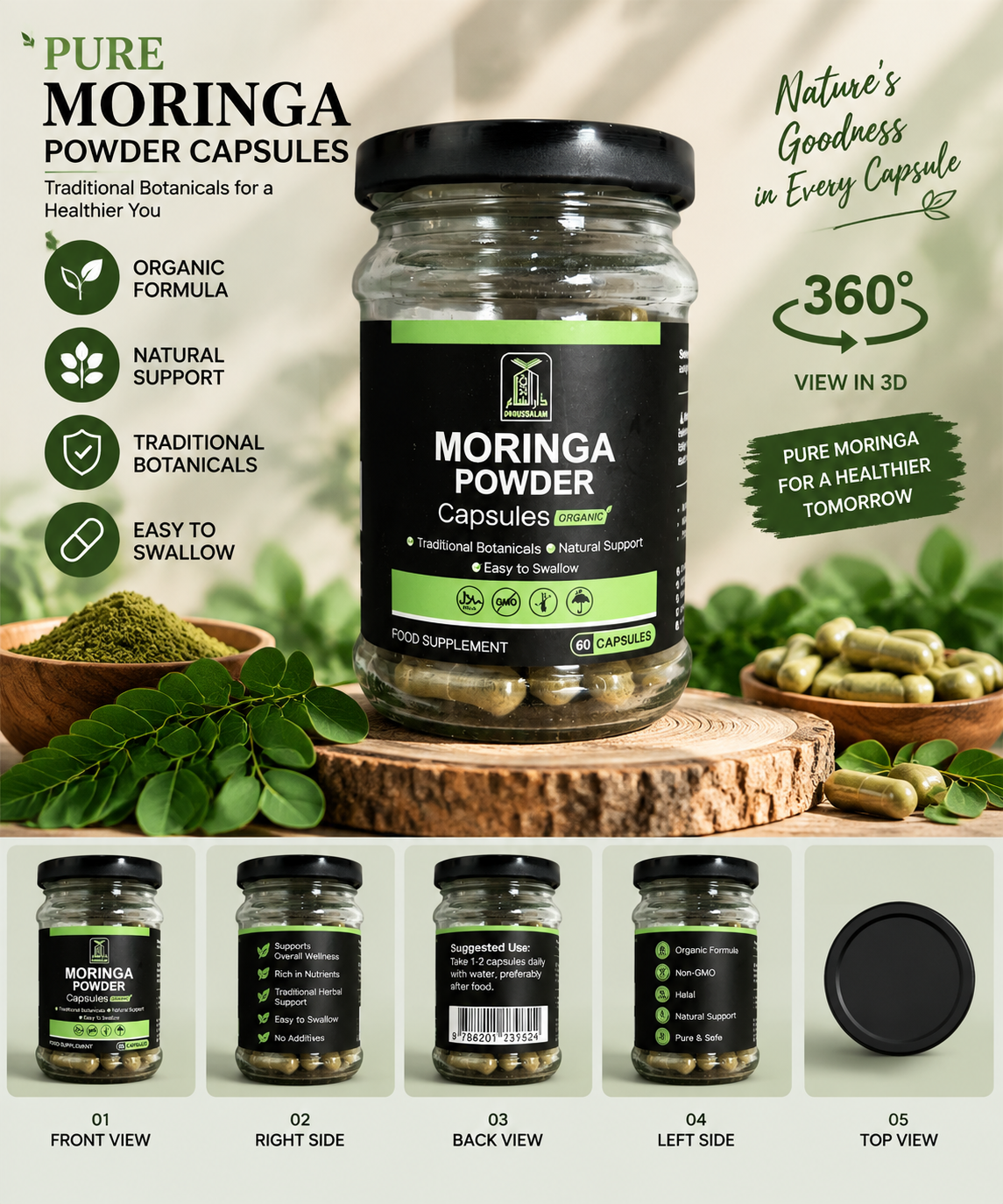 MORINGA POWDER CAPSULES (60) BY DARUSSALAM