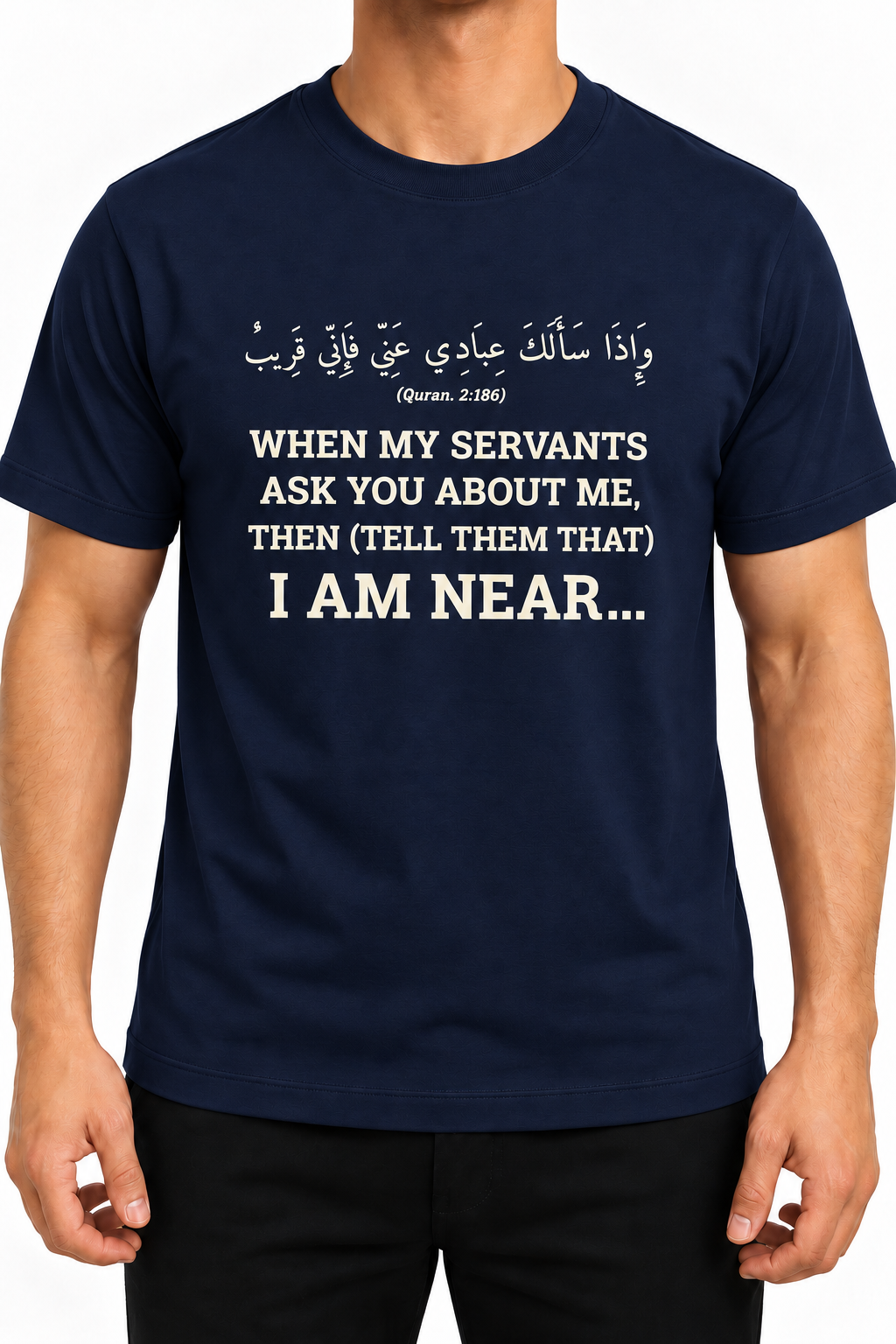 Premium Navy Arabic Calligraphy Interlock T-Shirt