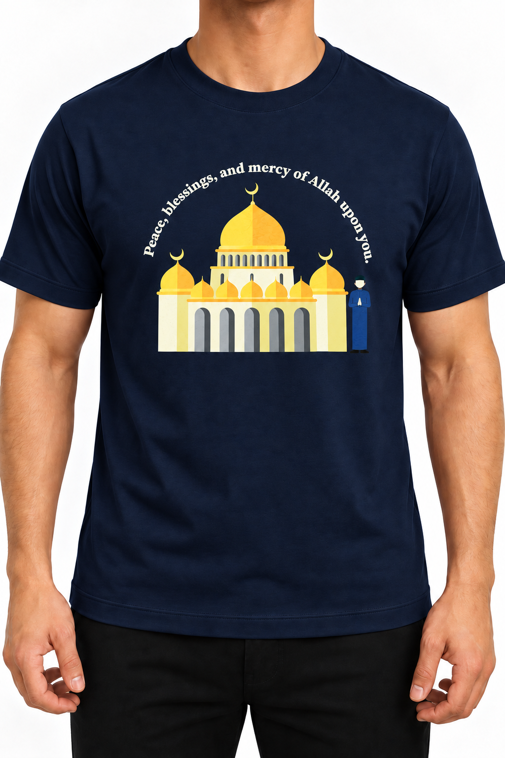 Premium Navy Arabic Calligraphy Interlock T-Shirt