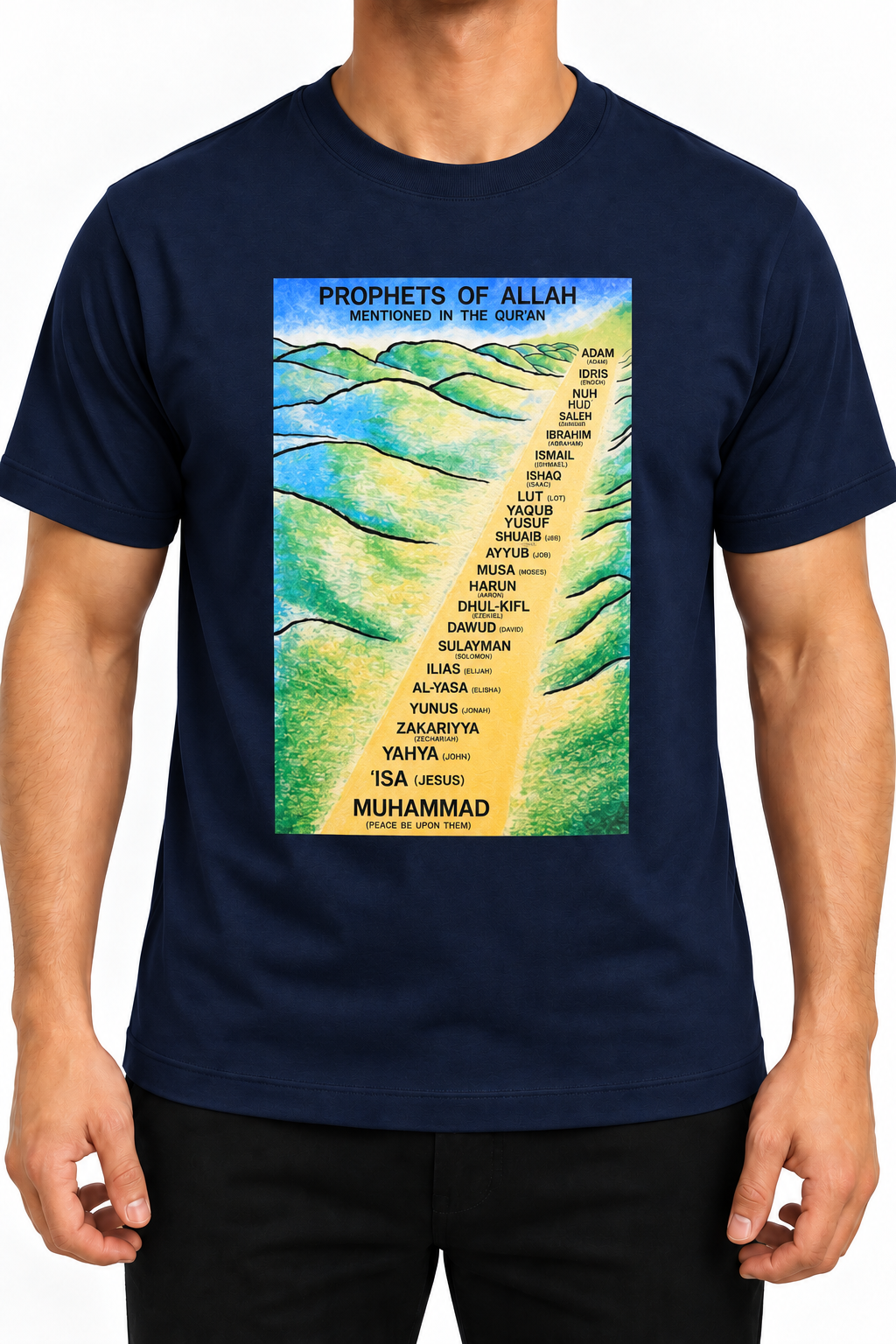 Premium Navy Arabic Calligraphy Interlock T-Shirt
