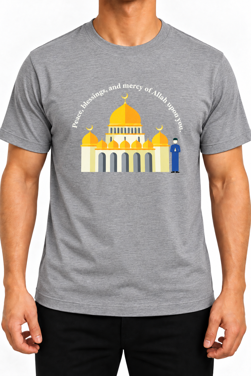 Premium Grey Arabic Calligraphy Interlock T-Shirt