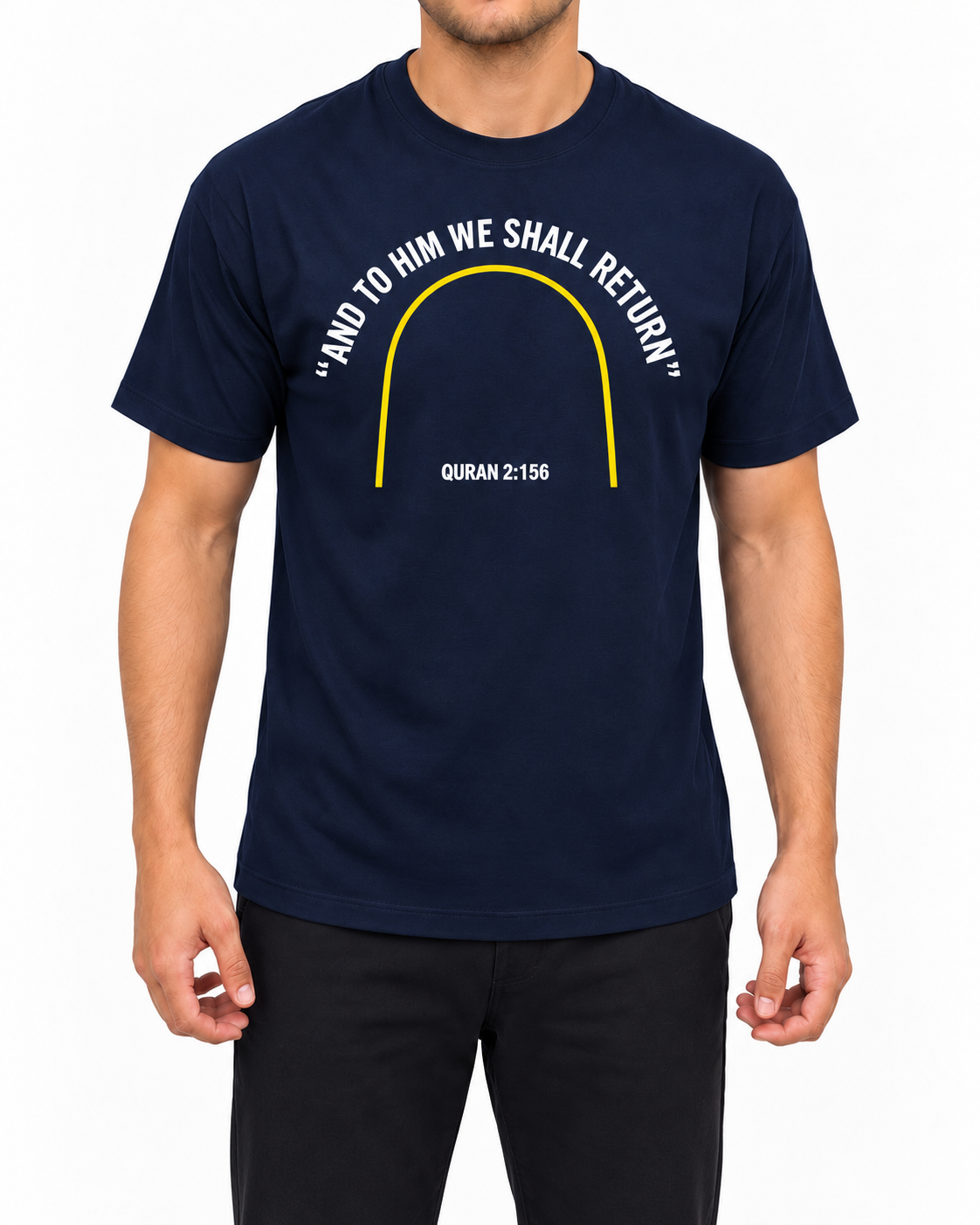 Premium Navy Arabic Calligraphy Interlock T-Shirt