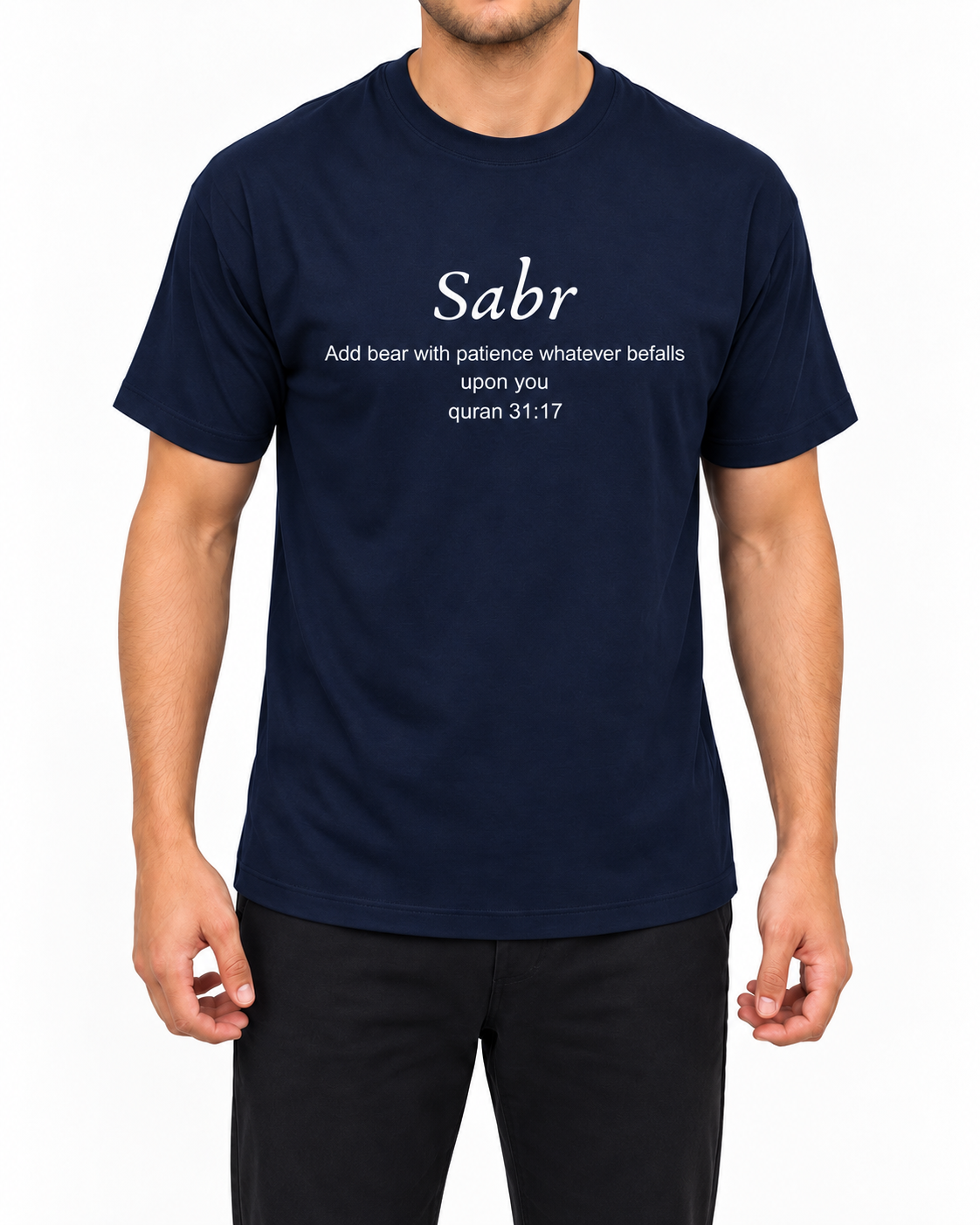 Premium Navy Arabic Calligraphy Interlock T-Shirt