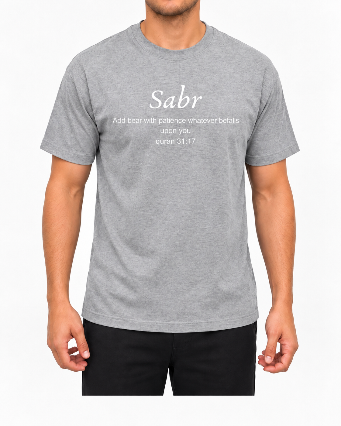 Premium Grey Arabic Calligraphy Interlock T-Shirt