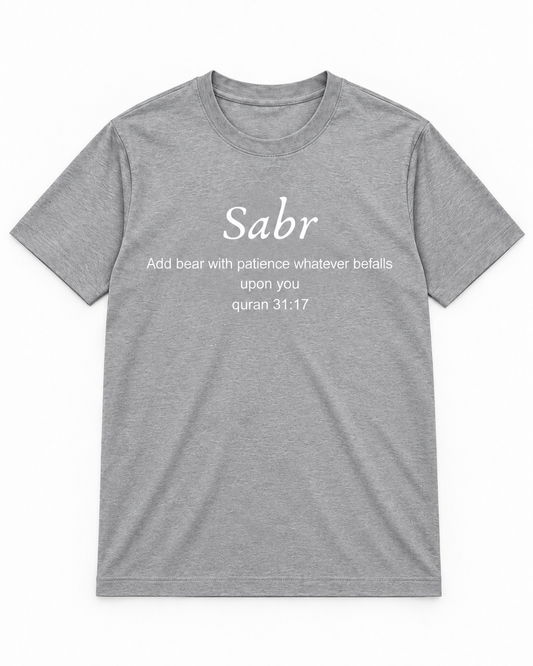 Premium Grey Arabic Calligraphy Interlock T-Shirt
