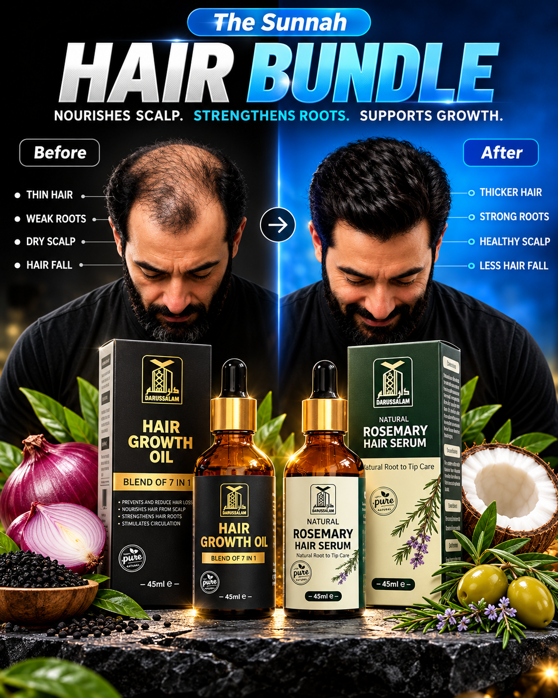 Hair Growth Oil & Rosemary Oil Bundle Set