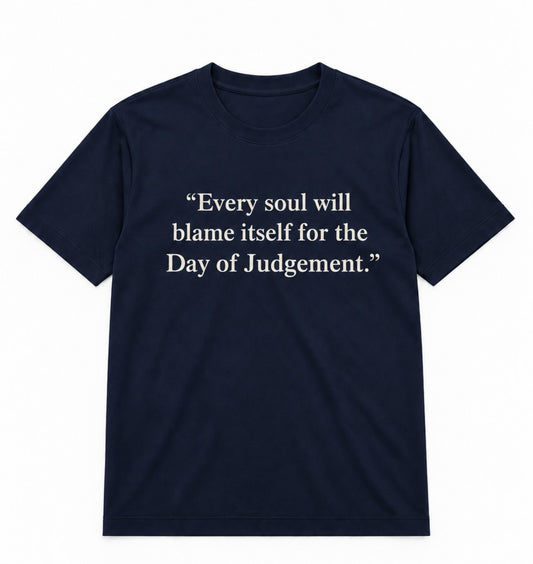 Premium Navy Arabic Calligraphy Interlock T-Shirt